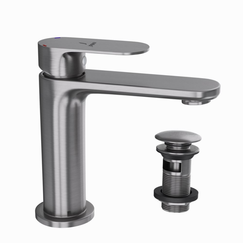 Picture of Single Lever Basin Mixer with click clack waste - Stainless Steel