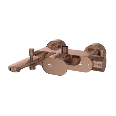 Picture of Exposed Thermostatic Bath & Shower Mixer 3-in-1 System - Blush Gold Bright PVD
