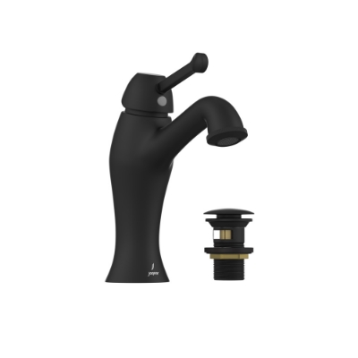 Picture of Single lever basin mixer with click clack waste - Black Matt